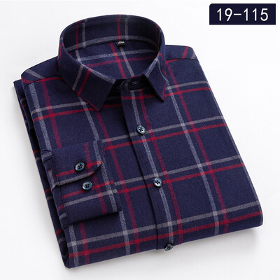 Vīriešu rūtains bambusa šķiedras krekls ar pogām, augstas kvalitātes rūtains krekls ar garām piedurknēm un vienkāršs kabatas rūtains krekls, moderni vīriešu krekli