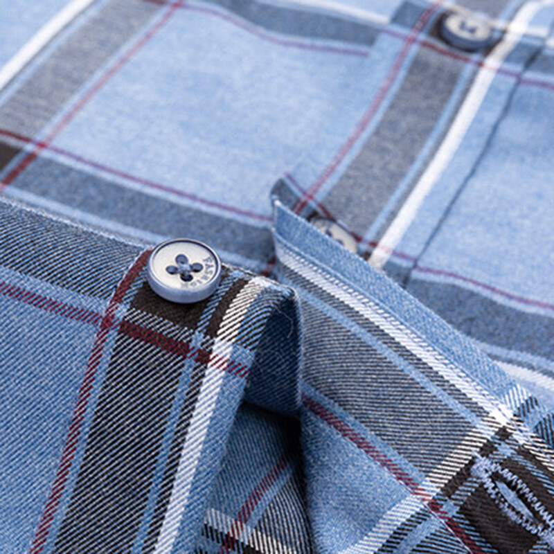 Vīriešu rūtains bambusa šķiedras krekls ar pogām, augstas kvalitātes rūtains krekls ar garām piedurknēm un vienkāršs kabatas rūtains krekls, moderni vīriešu krekli