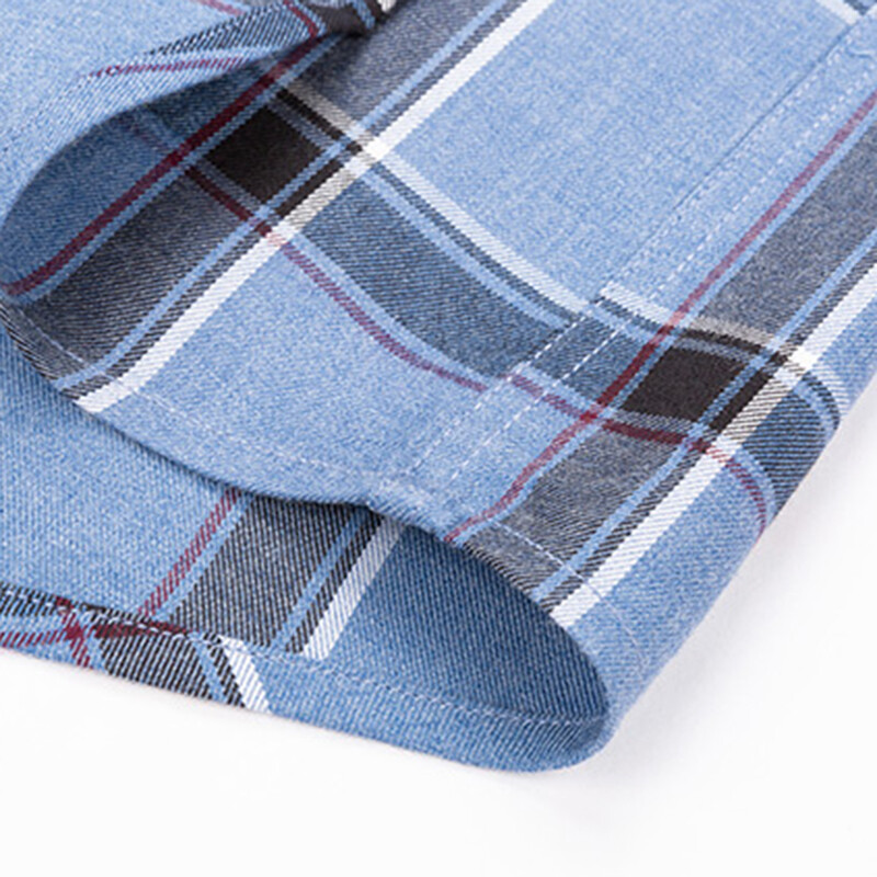 Vīriešu rūtains bambusa šķiedras krekls ar pogām, augstas kvalitātes rūtains krekls ar garām piedurknēm un vienkāršs kabatas rūtains krekls, moderni vīriešu krekli