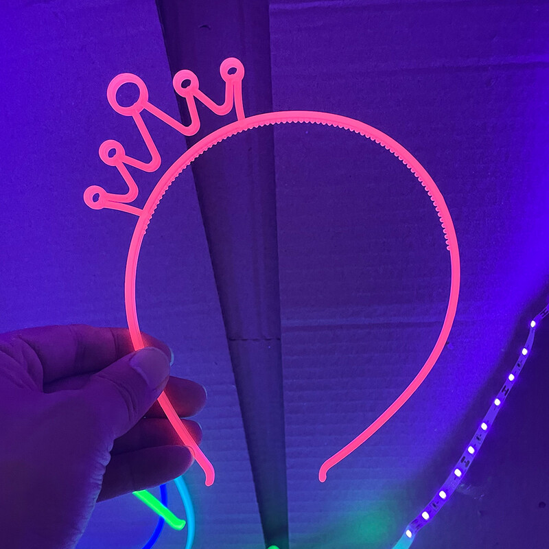 6 bucăți de decorațiuni pentru cap care strălucesc în întuneric pentru petrecere de aniversare, coroană din plastic pentru păr pentru fete.