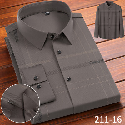 Uus särk elastne Inglismaa pikkade varrukatega särgid meestele saleda vormiga ametlik tavaline särk kõrge quliyt disainer top pehmed ruudulised riided