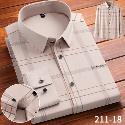 Uus särk elastne Inglismaa pikkade varrukatega särgid meestele saleda vormiga ametlik tavaline särk kõrge quliyt disainer top pehmed ruudulised riided