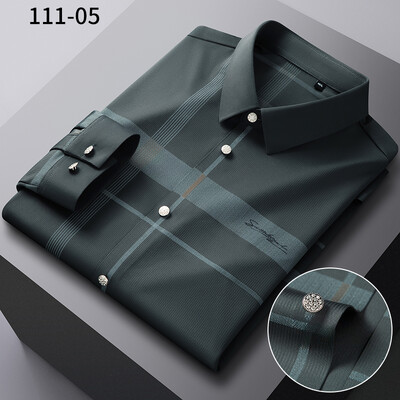 Uus särk elastne Inglismaa pikkade varrukatega särgid meestele saleda vormiga ametlik tavaline särk kõrge quliyt disainer top pehmed ruudulised riided