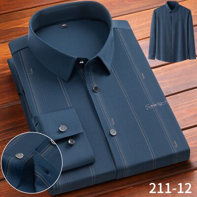 Uus särk elastne Inglismaa pikkade varrukatega särgid meestele saleda vormiga ametlik tavaline särk kõrge quliyt disainer top pehmed ruudulised riided