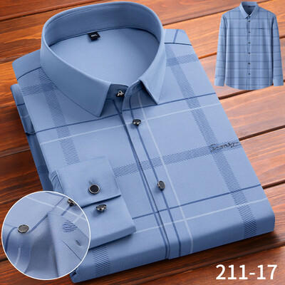 Uus särk elastne Inglismaa pikkade varrukatega särgid meestele saleda vormiga ametlik tavaline särk kõrge quliyt disainer top pehmed ruudulised riided