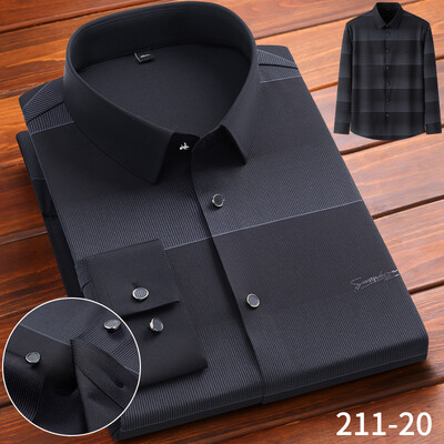 Uus särk elastne Inglismaa pikkade varrukatega särgid meestele saleda vormiga ametlik tavaline särk kõrge quliyt disainer top pehmed ruudulised riided