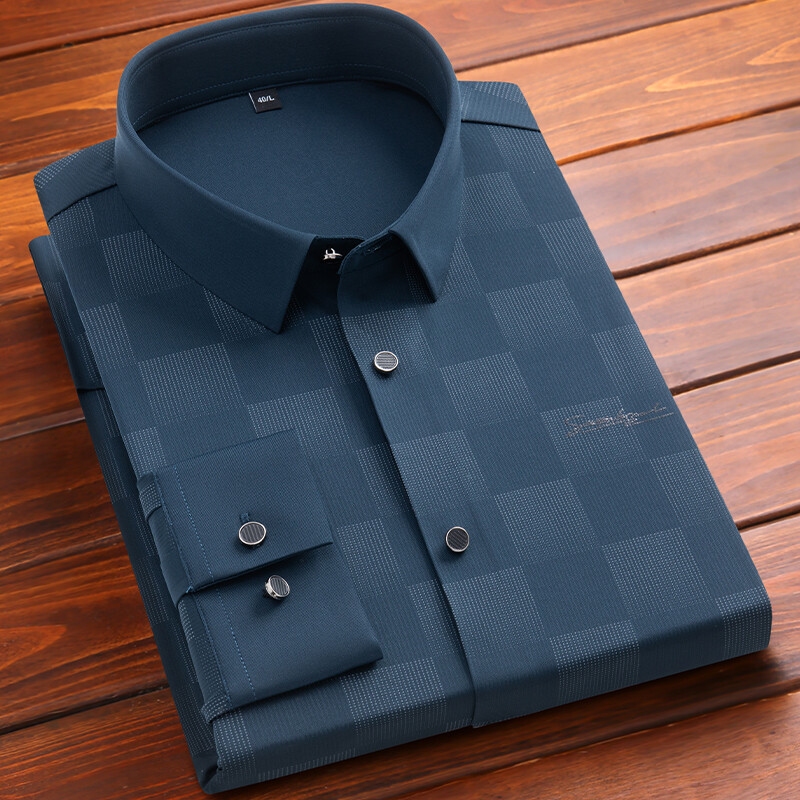 Νέο σε πουκάμισο ελαστικό αγγλικό μακρυμάνικο πουκάμισο για άνδρες slim fit επίσημο απλό πουκάμισο ψηλό quliyt επώνυμα μαλακά καρό ρούχα