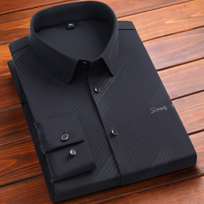 Νέο σε πουκάμισο ελαστικό αγγλικό μακρυμάνικο πουκάμισο για άνδρες slim fit επίσημο απλό πουκάμισο ψηλό quliyt επώνυμα μαλακά καρό ρούχα