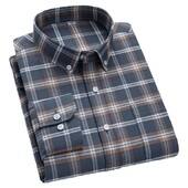 „Oxford Solid Color 100 Cotton“ marškinėliai ilgomis rankovėmis vyrams Dryžuoti languoti vyriški marškinėliai ilgomis rankovėmis Slim Fit Kasdieniai formalūs socialiniai marškiniai