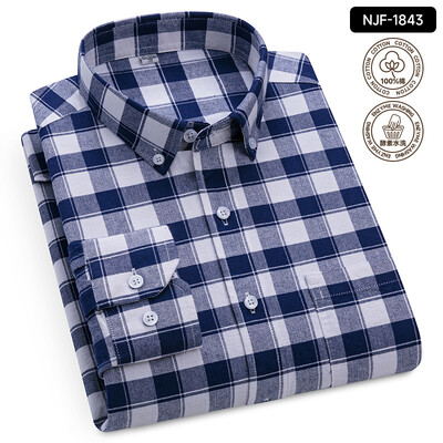 „Oxford Solid Color 100 Cotton“ marškinėliai ilgomis rankovėmis vyrams Dryžuoti languoti vyriški marškinėliai ilgomis rankovėmis Slim Fit Kasdieniai formalūs socialiniai marškiniai