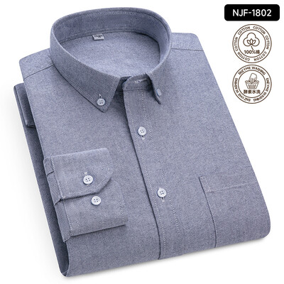 „Oxford Solid Color 100 Cotton“ marškinėliai ilgomis rankovėmis vyrams Dryžuoti languoti vyriški marškinėliai ilgomis rankovėmis Slim Fit Kasdieniai formalūs socialiniai marškiniai