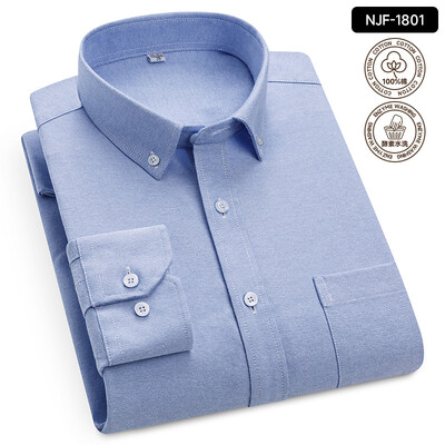 „Oxford Solid Color 100 Cotton“ marškinėliai ilgomis rankovėmis vyrams Dryžuoti languoti vyriški marškinėliai ilgomis rankovėmis Slim Fit Kasdieniai formalūs socialiniai marškiniai