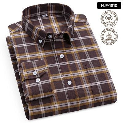 „Oxford Solid Color 100 Cotton“ marškinėliai ilgomis rankovėmis vyrams Dryžuoti languoti vyriški marškinėliai ilgomis rankovėmis Slim Fit Kasdieniai formalūs socialiniai marškiniai