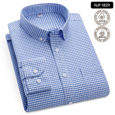 „Oxford Solid Color 100 Cotton“ marškinėliai ilgomis rankovėmis vyrams Dryžuoti languoti vyriški marškinėliai ilgomis rankovėmis Slim Fit Kasdieniai formalūs socialiniai marškiniai