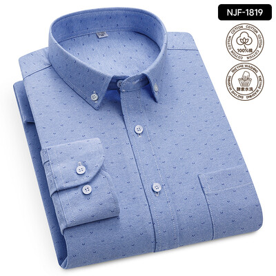 „Oxford Solid Color 100 Cotton“ marškinėliai ilgomis rankovėmis vyrams Dryžuoti languoti vyriški marškinėliai ilgomis rankovėmis Slim Fit Kasdieniai formalūs socialiniai marškiniai