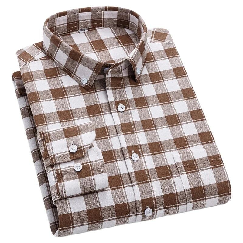 „Oxford Solid Color 100 Cotton“ marškinėliai ilgomis rankovėmis vyrams Dryžuoti languoti vyriški marškinėliai ilgomis rankovėmis Slim Fit Kasdieniai formalūs socialiniai marškiniai