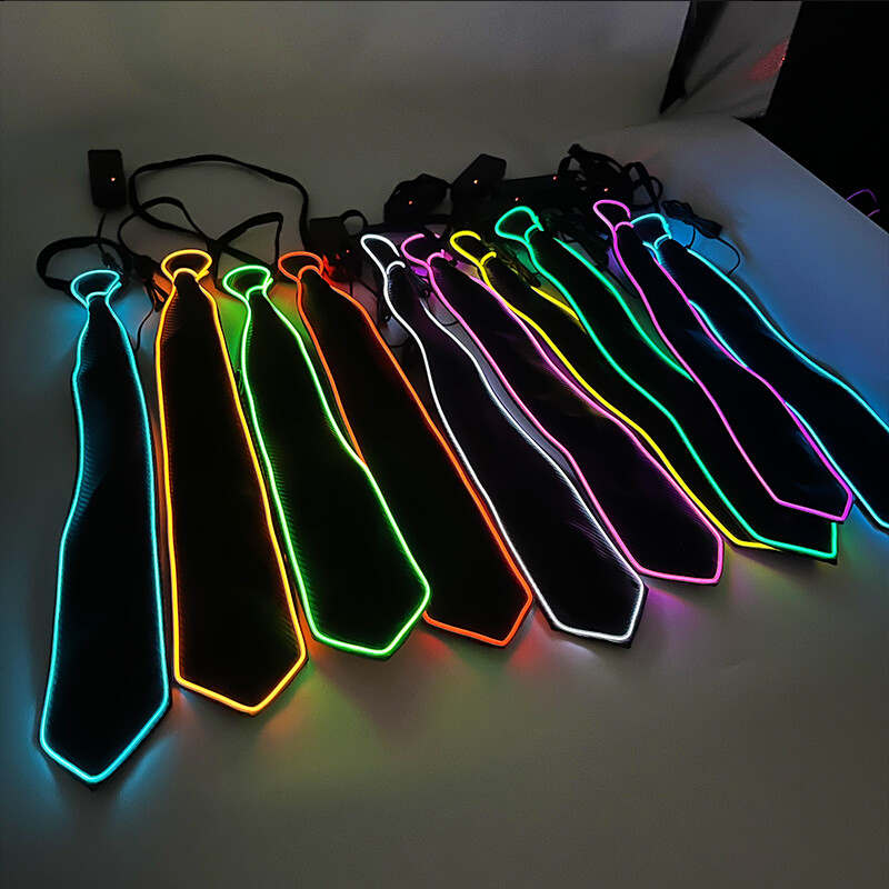 Cravate luminoase cu LED Cravată luminoasă colorată Cravată luminoasă cu LED-uri reglabilă intermitentă pentru petrecere în bar, spectacol pe scenă, festival, cadou amuzant