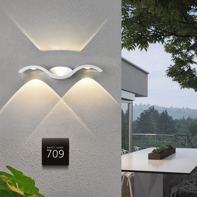 Nordic Style lauko vandeniui atsparus IP65 9W LED sieninis šviestuvas baltas juodas sieninis šviestuvas koridoriaus koridoriaus verandos lempos lempai