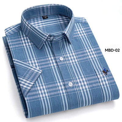 Νέο σε πουκάμισο συν μέγεθος 100% βαμβακερά καλοκαιρινά κοντομάνικα πουκάμισα για άντρες αδύνατη γραμμή μονόχρωμο πουκάμισο χωρίς αποστολή, μαλακά καρό ρούχα