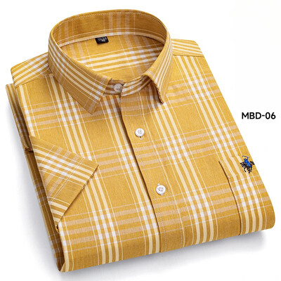 Νέο σε πουκάμισο συν μέγεθος 100% βαμβακερά καλοκαιρινά κοντομάνικα πουκάμισα για άντρες αδύνατη γραμμή μονόχρωμο πουκάμισο χωρίς αποστολή, μαλακά καρό ρούχα