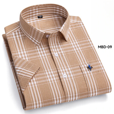 Νέο σε πουκάμισο συν μέγεθος 100% βαμβακερά καλοκαιρινά κοντομάνικα πουκάμισα για άντρες αδύνατη γραμμή μονόχρωμο πουκάμισο χωρίς αποστολή, μαλακά καρό ρούχα