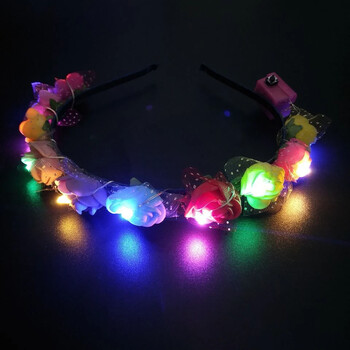 1 τμχ Κοριτσίστικο Glow Headband με LED Light Flowers Hairband Στεφάνι για Αξεσουάρ Γάμου Γυμναστήριο πάρτι Hair Festival