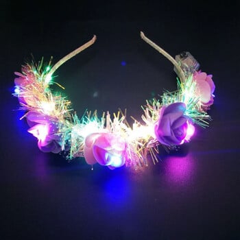 1 τμχ Κοριτσίστικο Glow Headband με LED Light Flowers Hairband Στεφάνι για Αξεσουάρ Γάμου Γυμναστήριο πάρτι Hair Festival