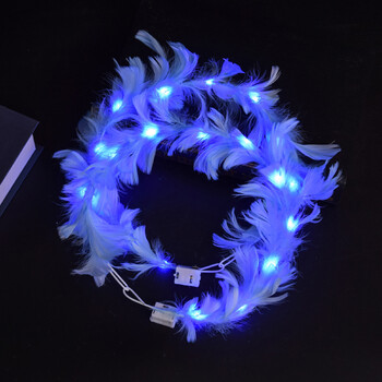 Xmas LED Light-Up Angel Headband 10 LEDs Feather στεφάνι Headband Φωτεινή Κεφαλόδεσμος για γυναίκες κορίτσια Wedding Glow Party