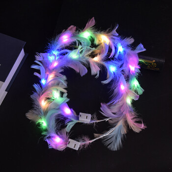 Xmas LED Light-Up Angel Headband 10 LEDs Feather στεφάνι Headband Φωτεινή Κεφαλόδεσμος για γυναίκες κορίτσια Wedding Glow Party