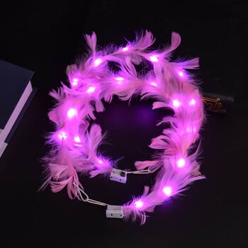 Xmas LED Light-Up Angel Headband 10 LEDs Feather στεφάνι Headband Φωτεινή Κεφαλόδεσμος για γυναίκες κορίτσια Wedding Glow Party