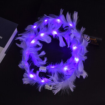 Xmas LED Light-Up Angel Headband 10 LEDs Feather στεφάνι Headband Φωτεινή Κεφαλόδεσμος για γυναίκες κορίτσια Wedding Glow Party