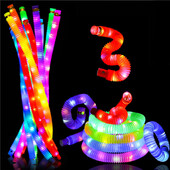 6 τμχ Pop Tubes Φωτιζόμενα LED Αισθητήρια Παιχνίδια Pull Stretch Tube Παιδικά Δώρα Παιδικά Φωτεινή Πόπινγκ Προμήθειες