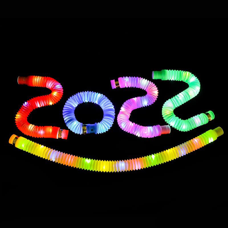 6 vnt Pop vamzdeliai apšviesti LED sensoriniai žaislai, traukiami vamzdeliai mažiems vaikams Dovanos vaikams šviečiantys vakarėlio reikmenys