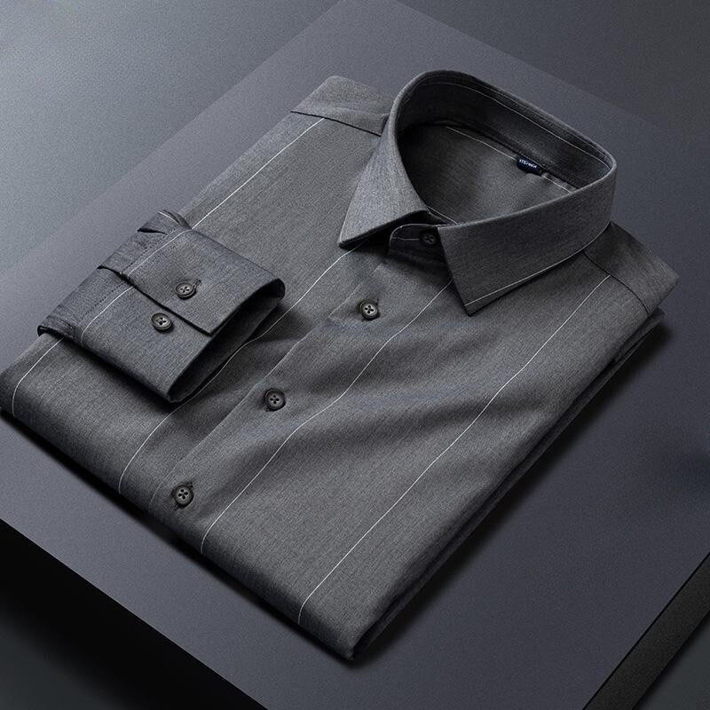 Νέο ανοιξιάτικο και φθινόπωρο υψηλής ποιότητας ανδρικά μακρυμάνικα πουκάμισα τζέντλεμαν με ρίγες φόρεμα αναπνεύσιμο επαγγελματικό ανδρικό πουκάμισο