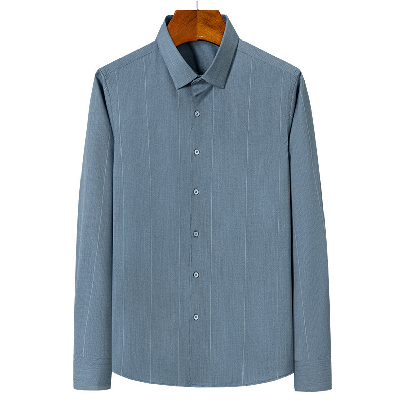 Νέο ανοιξιάτικο και φθινόπωρο υψηλής ποιότητας ανδρικά μακρυμάνικα πουκάμισα τζέντλεμαν με ρίγες φόρεμα αναπνεύσιμο επαγγελματικό ανδρικό πουκάμισο