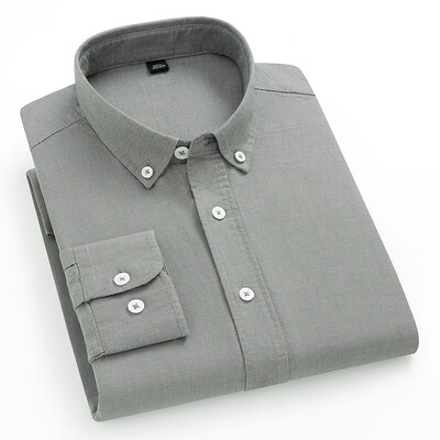 2024-es új, 100% tiszta pamut férfi Oxford csíkos ingek Kockás üzleti alkalmi kiváló minőségű hosszú ujjú ing férfinak Gombos ing