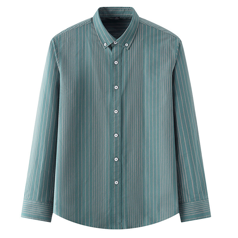 2024-es új, 100% tiszta pamut férfi Oxford csíkos ingek Kockás üzleti alkalmi kiváló minőségű hosszú ujjú ing férfinak Gombos ing