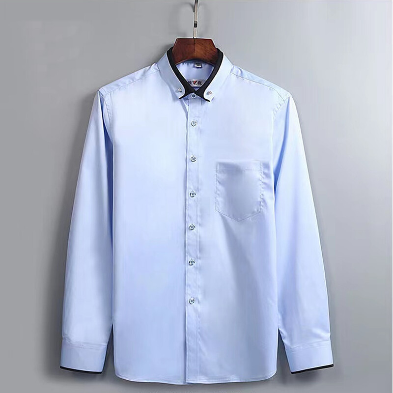 Luxus férfi közösségi ingek Divat Őszi hosszú ujjú üzleti alkalmi ruha Vasalásmentes ránctalanító karcsúsított fekete férfi ruházat