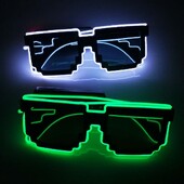 Αναβοσβήνει EL Wire 8 bit LED Glowing Luminous Bright Festival Light Up Mosaic Glasses Fashion Party Supplies