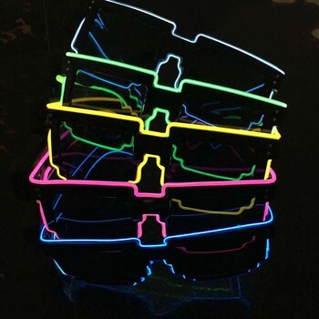 Αναβοσβήνει EL Wire 8 bit LED Glowing Luminous Bright Festival Light Up Mosaic Glasses Fashion Party Supplies