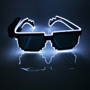 Αναβοσβήνει EL Wire 8 bit LED Glowing Luminous Bright Festival Light Up Mosaic Glasses Fashion Party Supplies