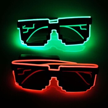 Αναβοσβήνει EL Wire 8 bit LED Glowing Luminous Bright Festival Light Up Mosaic Glasses Fashion Party Supplies