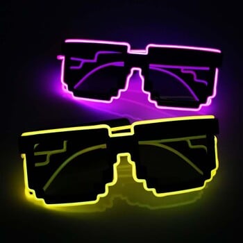 Αναβοσβήνει EL Wire 8 bit LED Glowing Luminous Bright Festival Light Up Mosaic Glasses Fashion Party Supplies