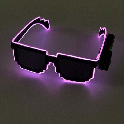 Αναβοσβήνει EL Wire 8 bit LED Glowing Luminous Bright Festival Light Up Mosaic Glasses Fashion Party Supplies