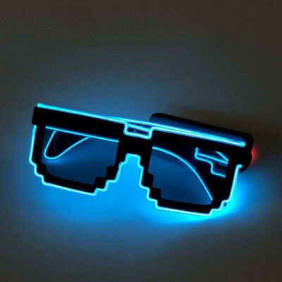 Αναβοσβήνει EL Wire 8 bit LED Glowing Luminous Bright Festival Light Up Mosaic Glasses Fashion Party Supplies