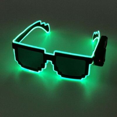 Αναβοσβήνει EL Wire 8 bit LED Glowing Luminous Bright Festival Light Up Mosaic Glasses Fashion Party Supplies