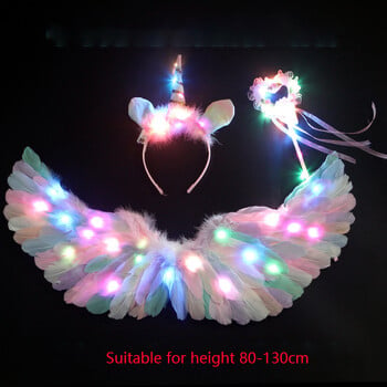 Φωτεινά φτερά με φτερά αγγέλου LED Tutu Glow in The Dark Wedding Birthday Party Cosplay Princess Fairy Aldult Kid Luminous Wing