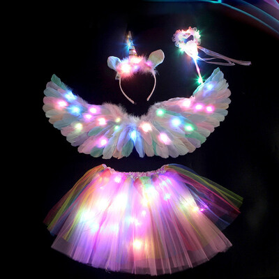 LED svjetleća anđeoska pernata tutu tutu koja svijetli u mraku Vjenčanje Rođendanska zabava Cosplay princeza vila Odraslo dijete Svjetleće krilo