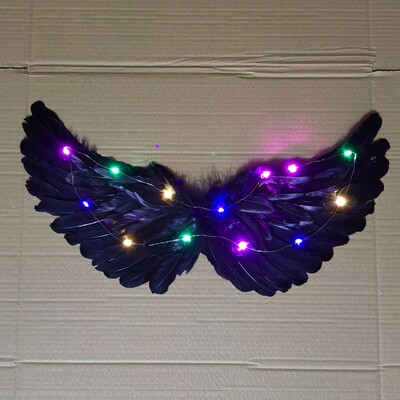 LED gaismas eņģeļu spalvu spārni Tutu mirdz tumsā kāzu dzimšanas dienas ballīte Cosplay princese feja, pieaugušais mazulis, gaišs spārns