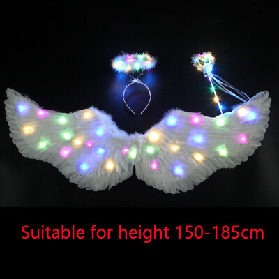 LED gaismas eņģeļu spalvu spārni Tutu mirdz tumsā kāzu dzimšanas dienas ballīte Cosplay princese feja, pieaugušais mazulis, gaišs spārns